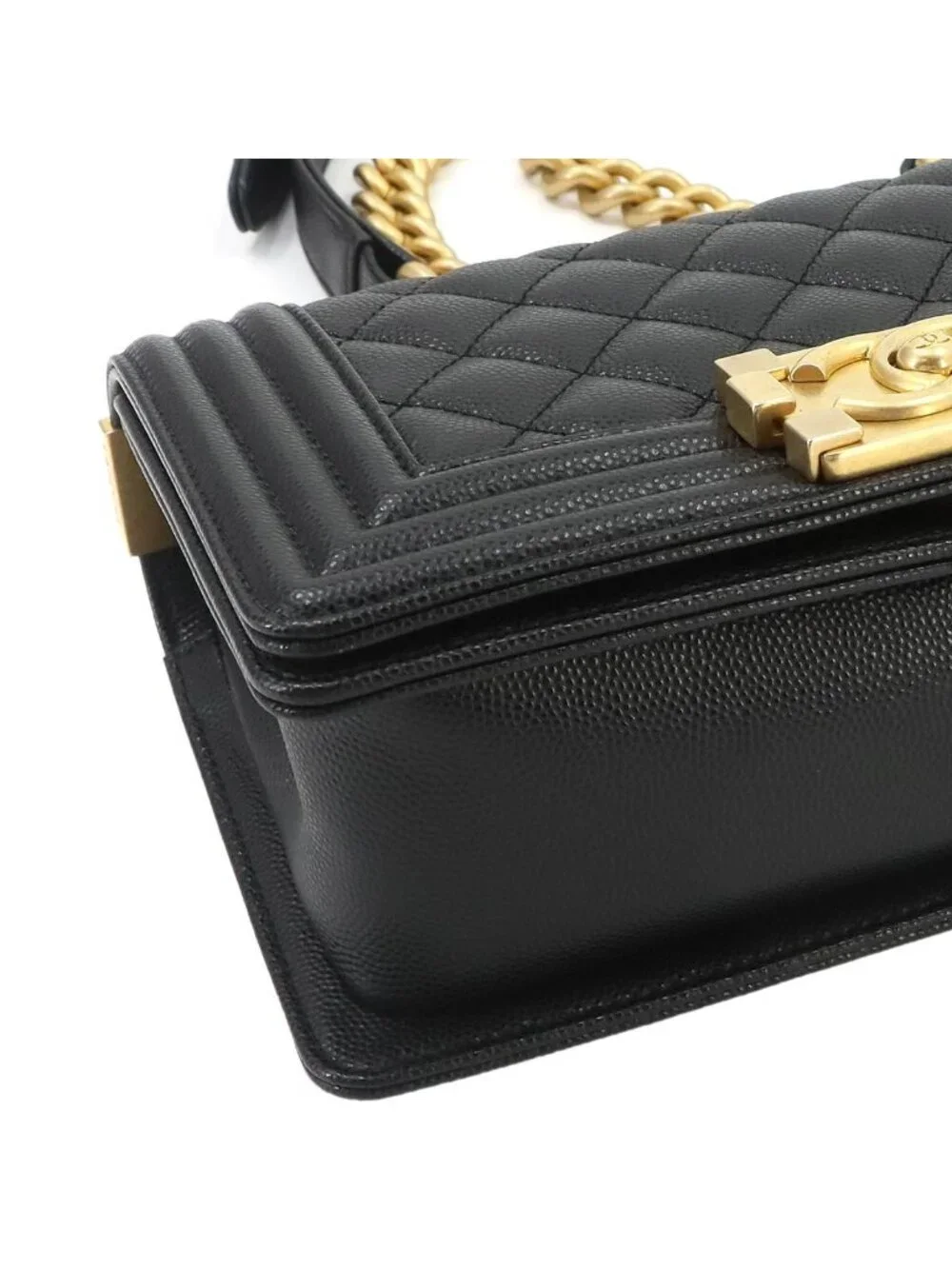 Chanel Boy Small Chain Shoulder Bag Caviar Leather Black